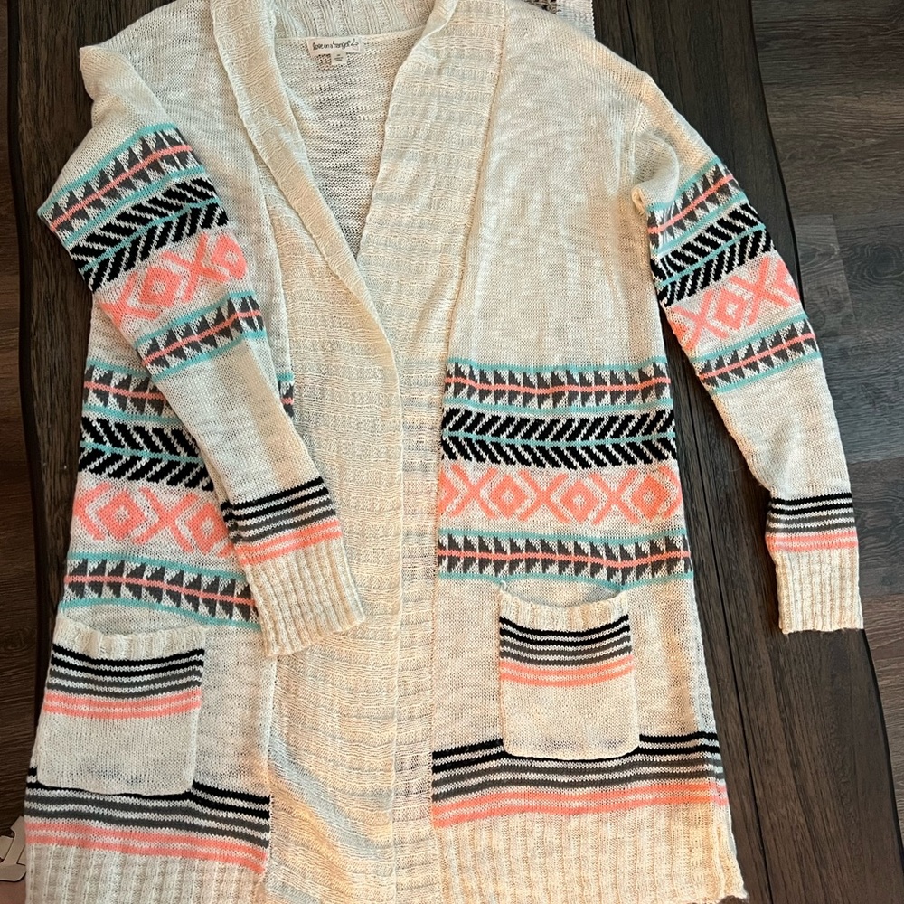 Love on a Hanger Cream‎ and Pink Patterned Cardigan